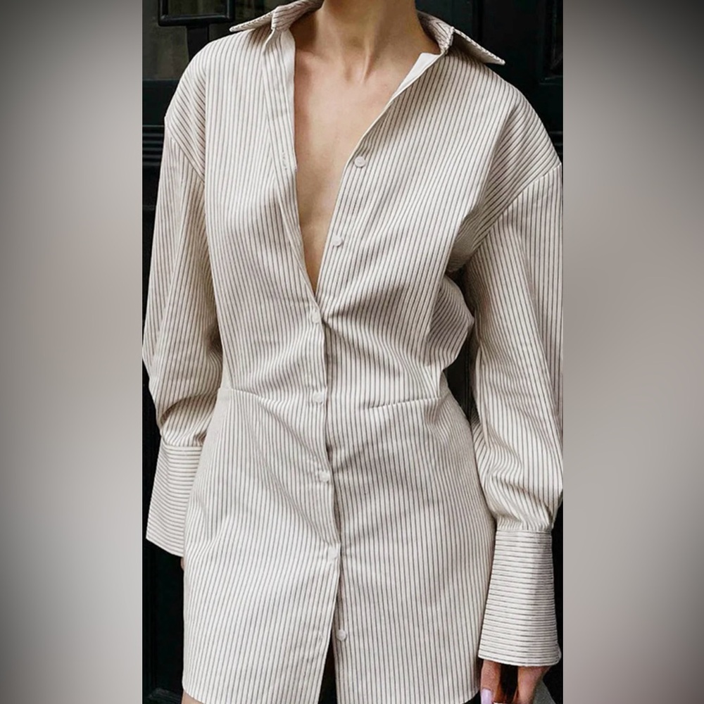Pinstripe cotton shirt dress